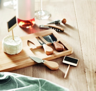 Logotrade business gifts photo of: Bamboo Cheese board set Leipzig