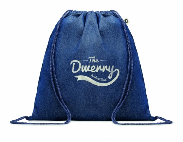 Logo trade corporate gifts image of: Recycled denim drawstring bag