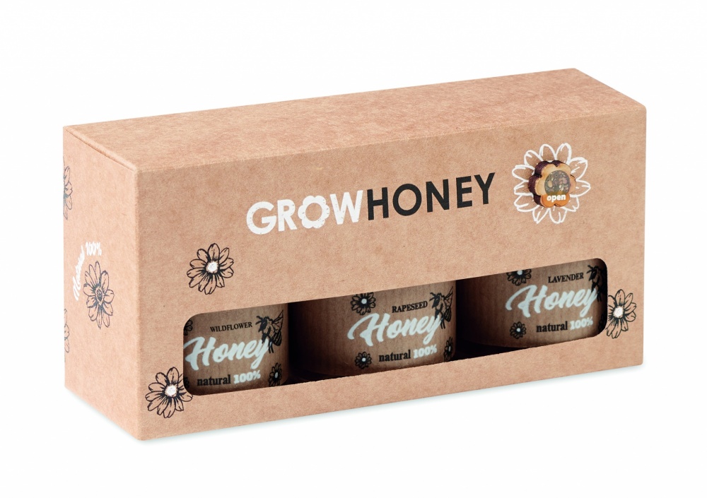 Logo trade corporate gift photo of: Set of 3 wildflower honey