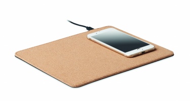 Logo trade promotional gifts picture of: Cork mouse mat charger 15W