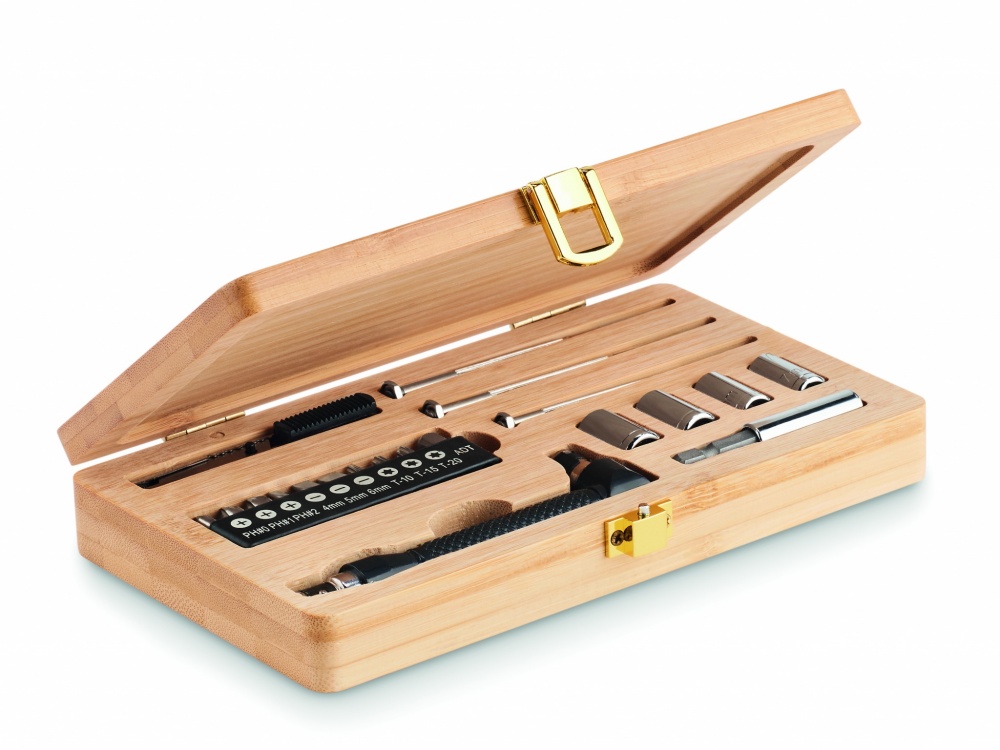 Logotrade promotional giveaways photo of: 21 pcs tool set in bamboo case