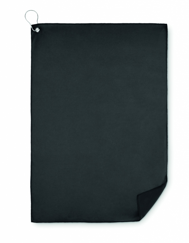 Logo trade corporate gifts image of: RPET golf towel with hook clip