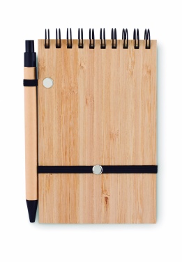 Logo trade advertising product photo of: A6 bamboo notepad with pen SONORABAM