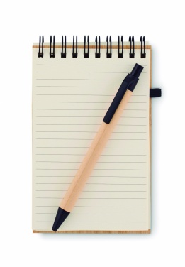 Logo trade promotional giveaways image of: A6 bamboo notepad with pen SONORABAM