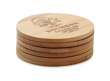 Logo trade promotional product photo of: Set of 6 bamboo coasters