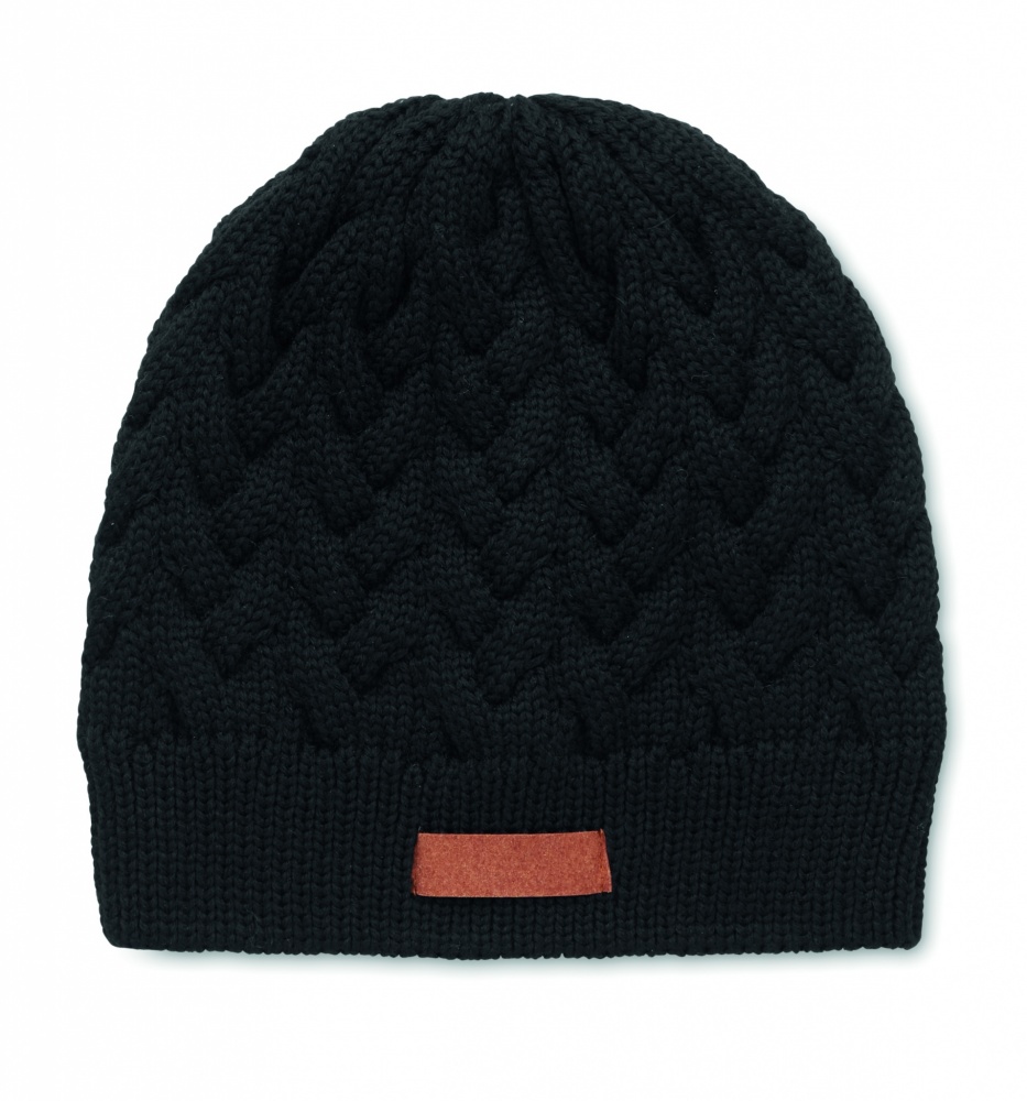 Logo trade advertising product photo of: Cable knit beanie in RPET