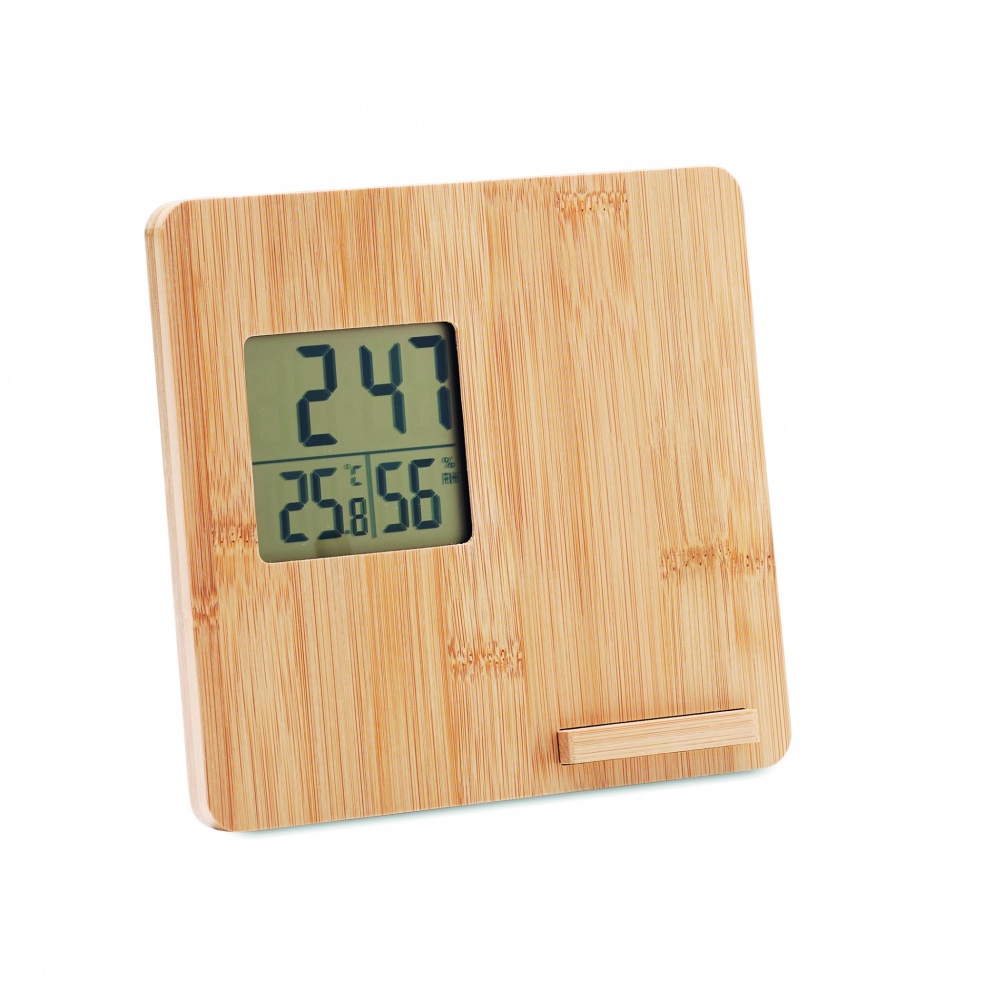 Logo trade promotional gifts image of: Bamboo weather station 10W