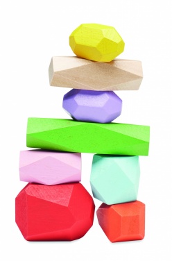 Logo trade promotional items picture of: 8 stacking wood rocks in pouch