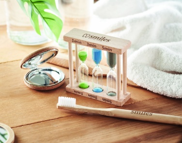 Logo trade promotional merchandise photo of: Set of 3 wooden sand timer