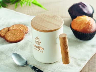 Logo trade promotional merchandise image of: Porcelain mug with lid 380 ml