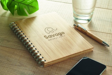 Logo trade corporate gifts picture of: A5 ring bound Bamboo notebook