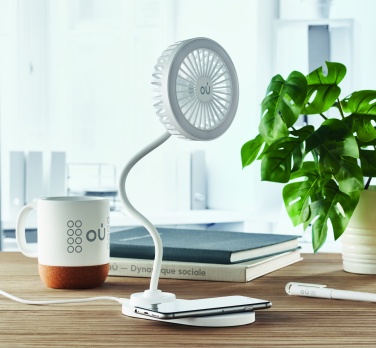 Logo trade promotional merchandise picture of: Desktop charger fan with light