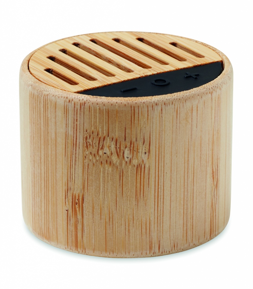 Logo trade advertising product photo of: Round bamboo wireless speaker