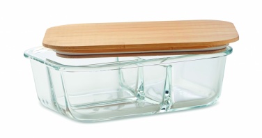 Logo trade promotional items image of: Glass lunch box with bamboo lid
