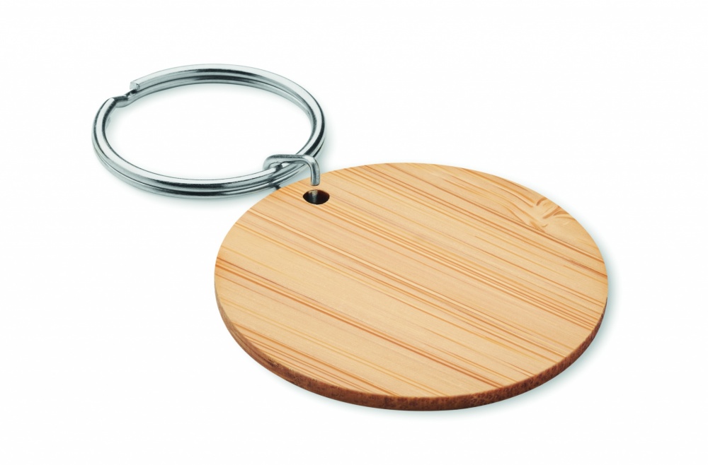 Logo trade advertising products image of: Round bamboo key ring Pieksämäki
