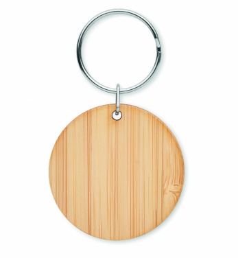 Logotrade advertising products photo of: Round bamboo key ring Pieksämäki