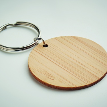 Logo trade promotional gifts image of: Round bamboo key ring Pieksämäki