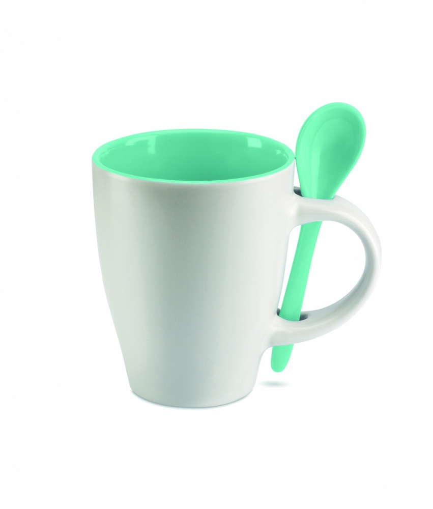 Logo trade promotional product photo of: Bicolour mug with spoon 250 ml