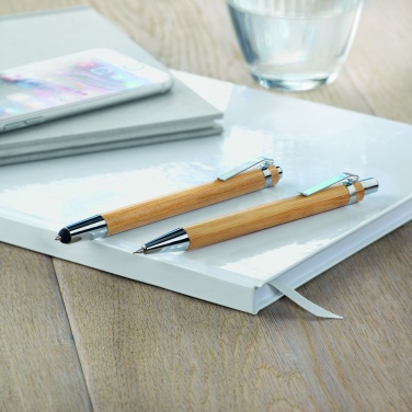 Logo trade promotional gifts picture of: Bamboo pen and pencil set