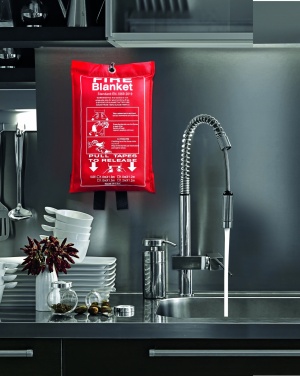 Logo trade promotional giveaways picture of: Fire blanket in pouch 100x95cm