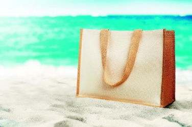 Logo trade business gifts image of: Jute and canvas shopping bag