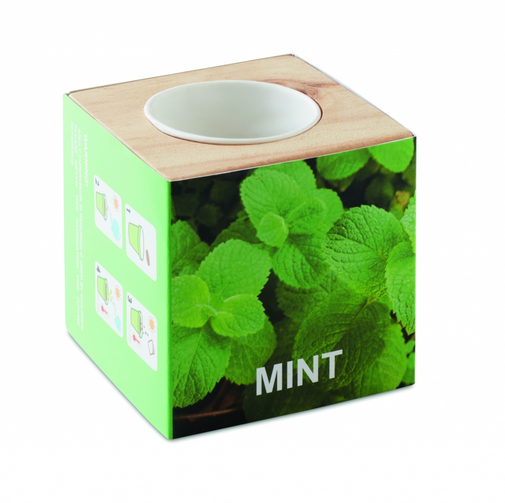 Logo trade corporate gift photo of: Herb pot wood "MINT"