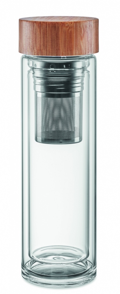 Logo trade promotional gifts picture of: Double wall glass bottle 400ml München