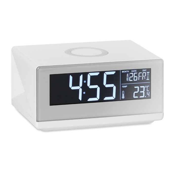 Logo trade advertising products image of: LED clock & wireless charger5W
