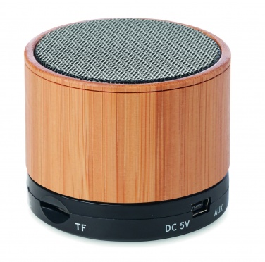Logotrade promotional merchandise image of: Round Bamboo wireless speaker