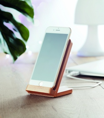 Logo trade promotional gifts image of: Bamboo wireless charge stand 5W WIRESTAND