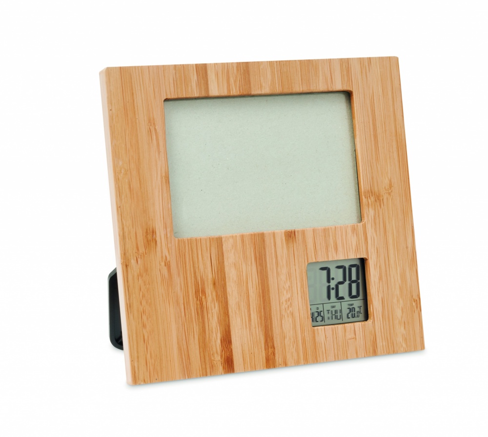 Logo trade promotional merchandise picture of: Photo frame with weather statio