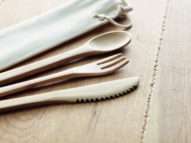 Logo trade promotional item photo of: Bamboo cutlery set