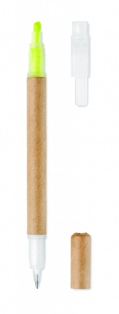 Logo trade promotional product photo of: 2 in 1 carton pen highlighter