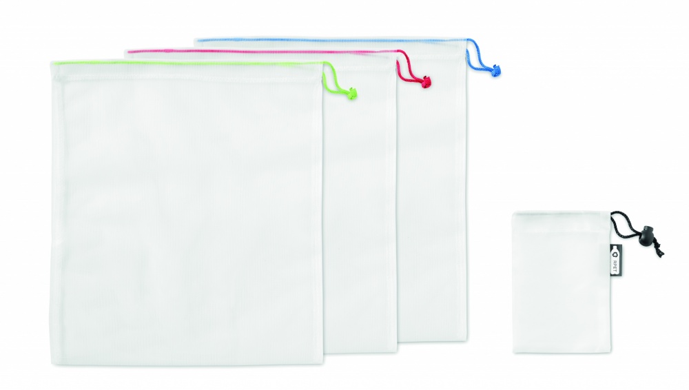 Logo trade promotional giveaways image of: Set of 3 RPET mesh food bags