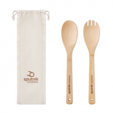Logo trade promotional item photo of: Set bamboo utensils salad