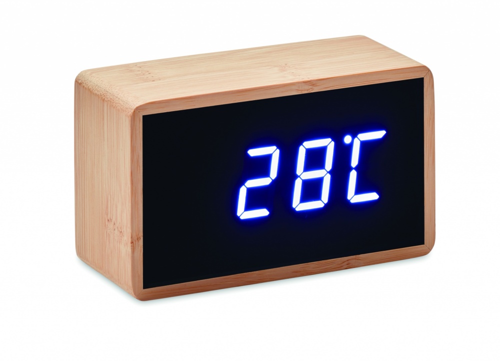 Logo trade corporate gifts picture of: LED alarm clock bamboo casing Düsseldorf