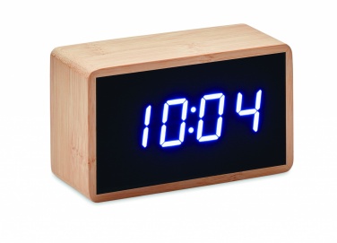 Logo trade promotional items picture of: LED alarm clock bamboo casing Düsseldorf