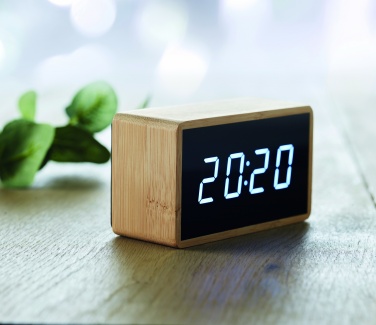 Logo trade advertising products picture of: LED alarm clock bamboo casing Düsseldorf