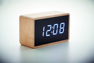 Logo trade promotional item photo of: LED alarm clock bamboo casing Düsseldorf