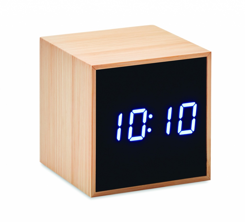 Logo trade promotional products image of: LED alarm clock bamboo casing Dortmund