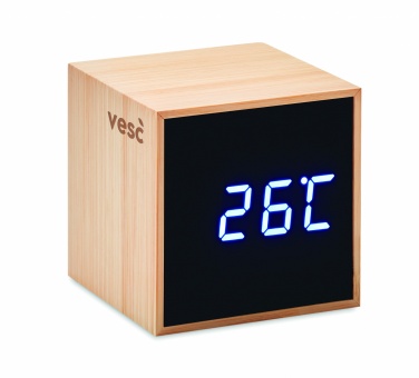 Logotrade advertising products photo of: LED alarm clock bamboo casing Dortmund