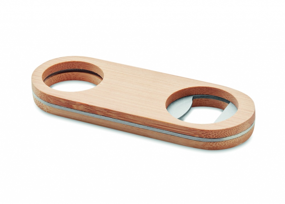 Logo trade advertising products picture of: Oval Bamboo bottle opener VALBAMPER