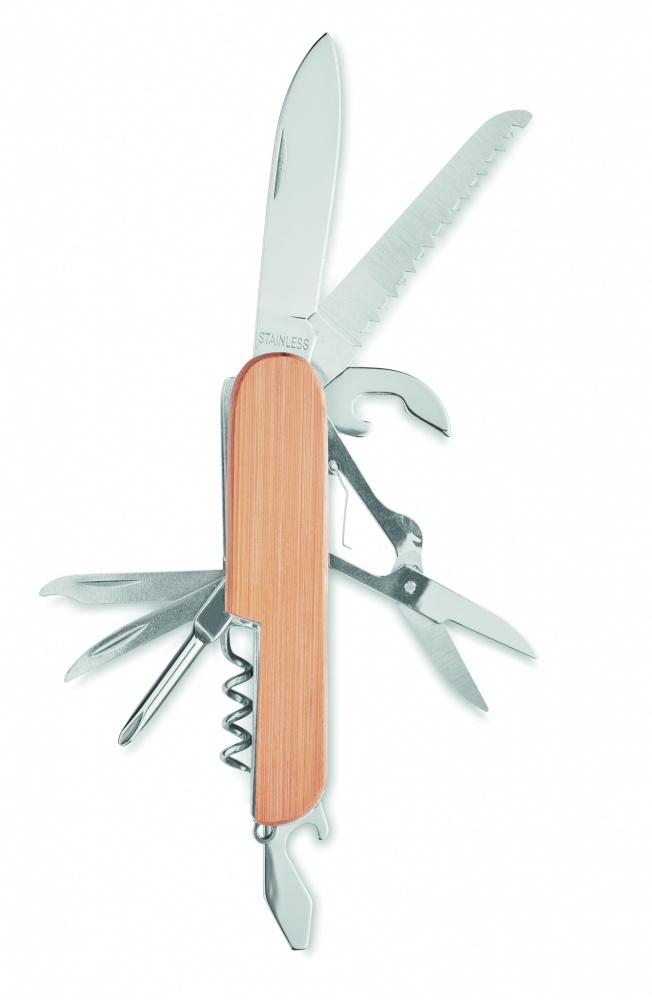 Logo trade corporate gifts picture of: Multi tool pocket knife bamboo