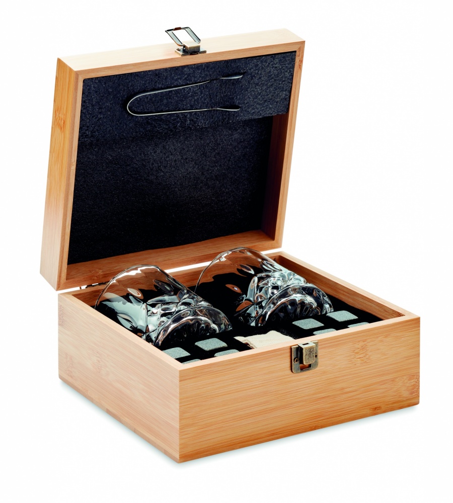 Logo trade promotional gifts image of: Whisky set in bamboo box