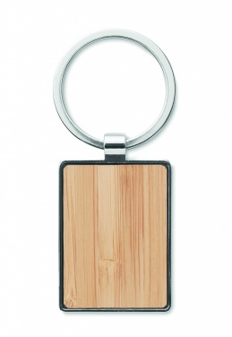 Logo trade business gift photo of: Rectangular key ring bamboo WEST