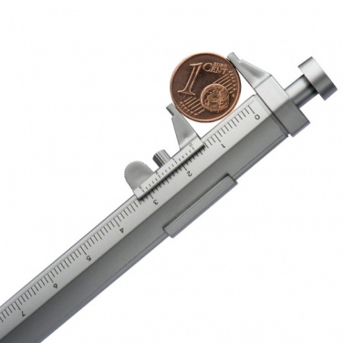 Logotrade promotional giveaway picture of: Plastic ballpen with sliding calliper PRESCOT