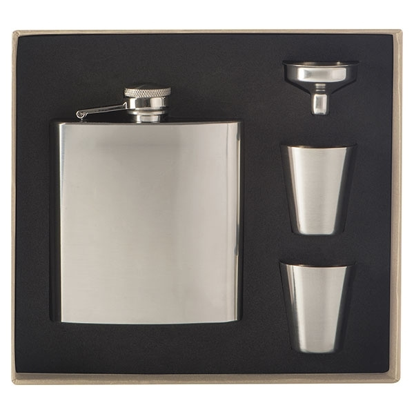 Logo trade corporate gifts image of: Hip flask with 2 shot glasses SANDVIKEN 170 ml