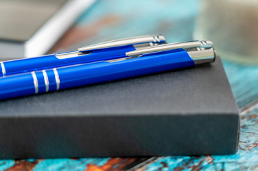 Logo trade promotional giveaways image of: Metal writing set CLAREMONT