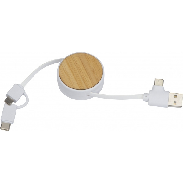 Logo trade promotional gift photo of: Bamboo charging cable GRONINGEN