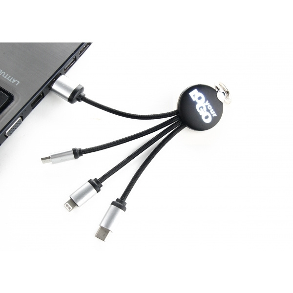 Logotrade business gift image of: 3in1 cable with enlighted logo for engraving, RXD-368
